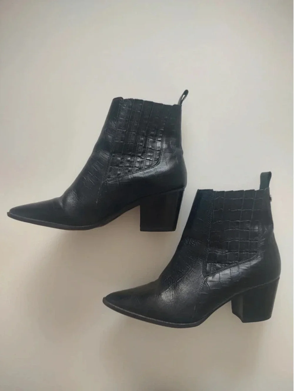 Hush Puppies Black Leather Ankle Boots Size 8